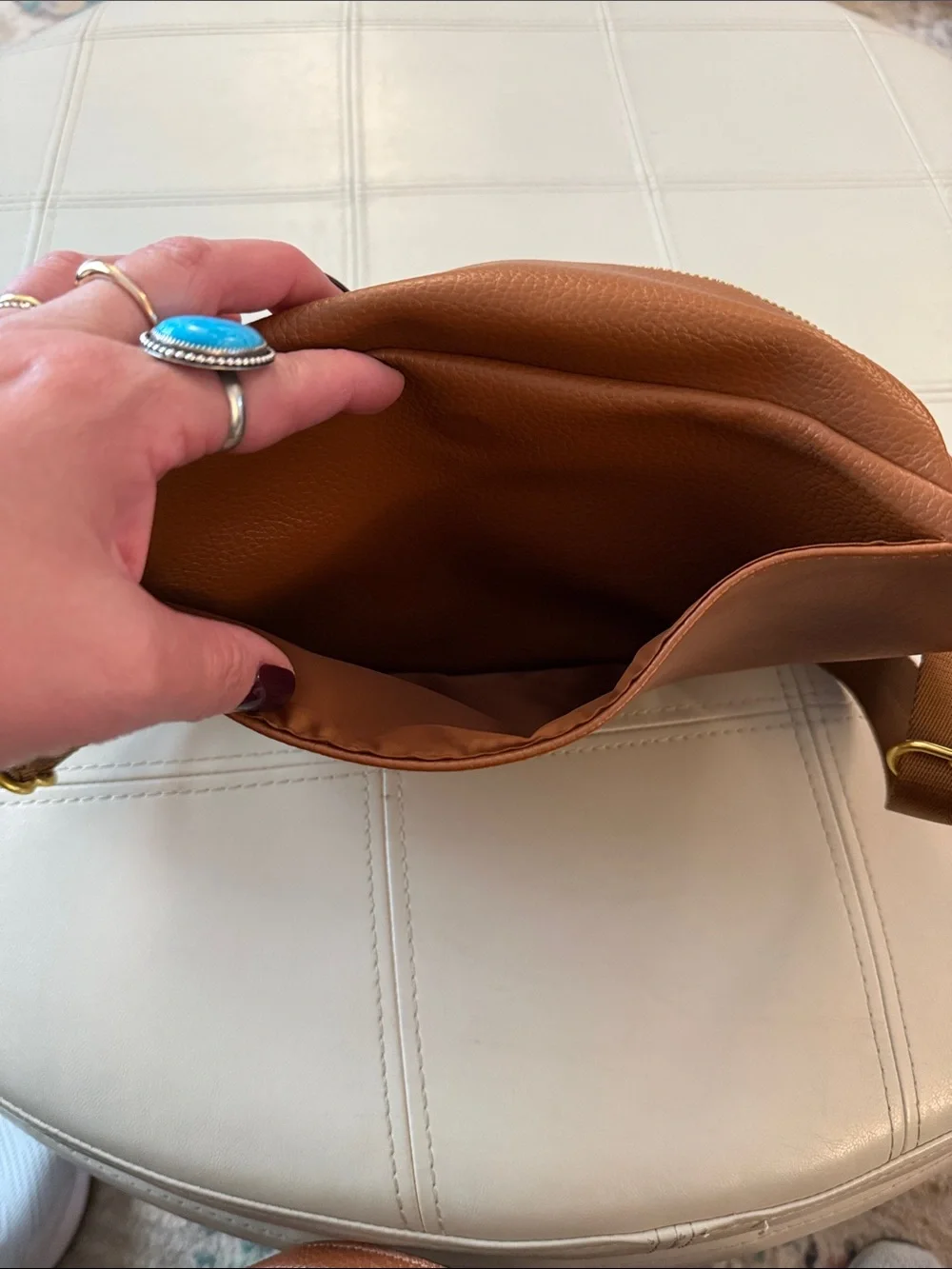 Fawn Design Tan Leather Crossbody Belt Bag with Gold Hardware - Picture 4 of 4